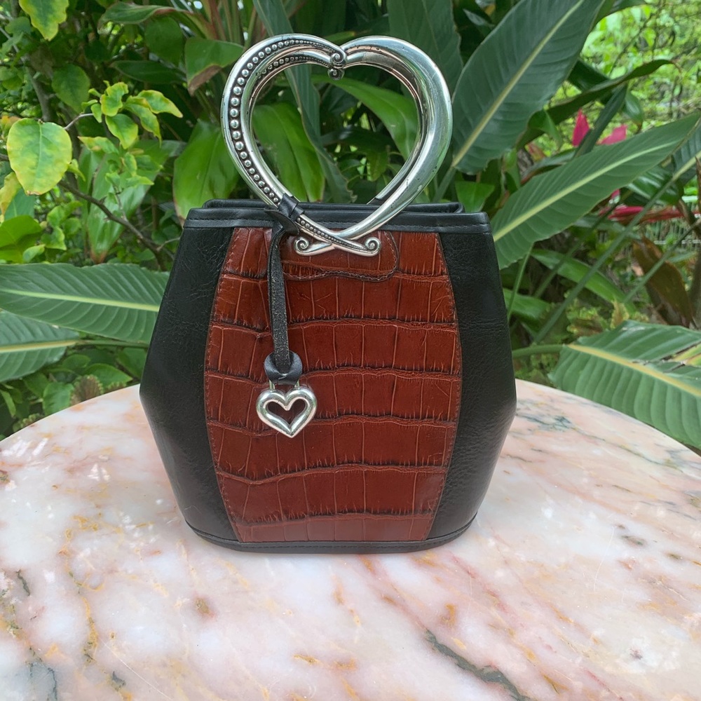 Brighton croc and leather heart shaped handle bag